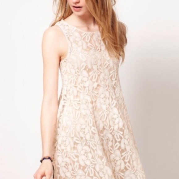 NWT Free People lace sleeveless mini dress ivory - Picture 3 of 8